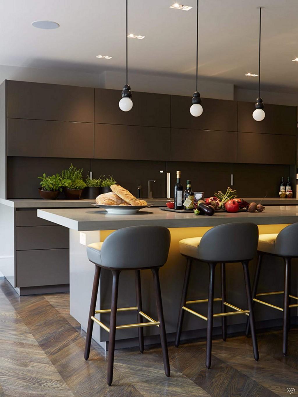 Kitchen Grey bar stools at Staffan Tolgard private residence project
