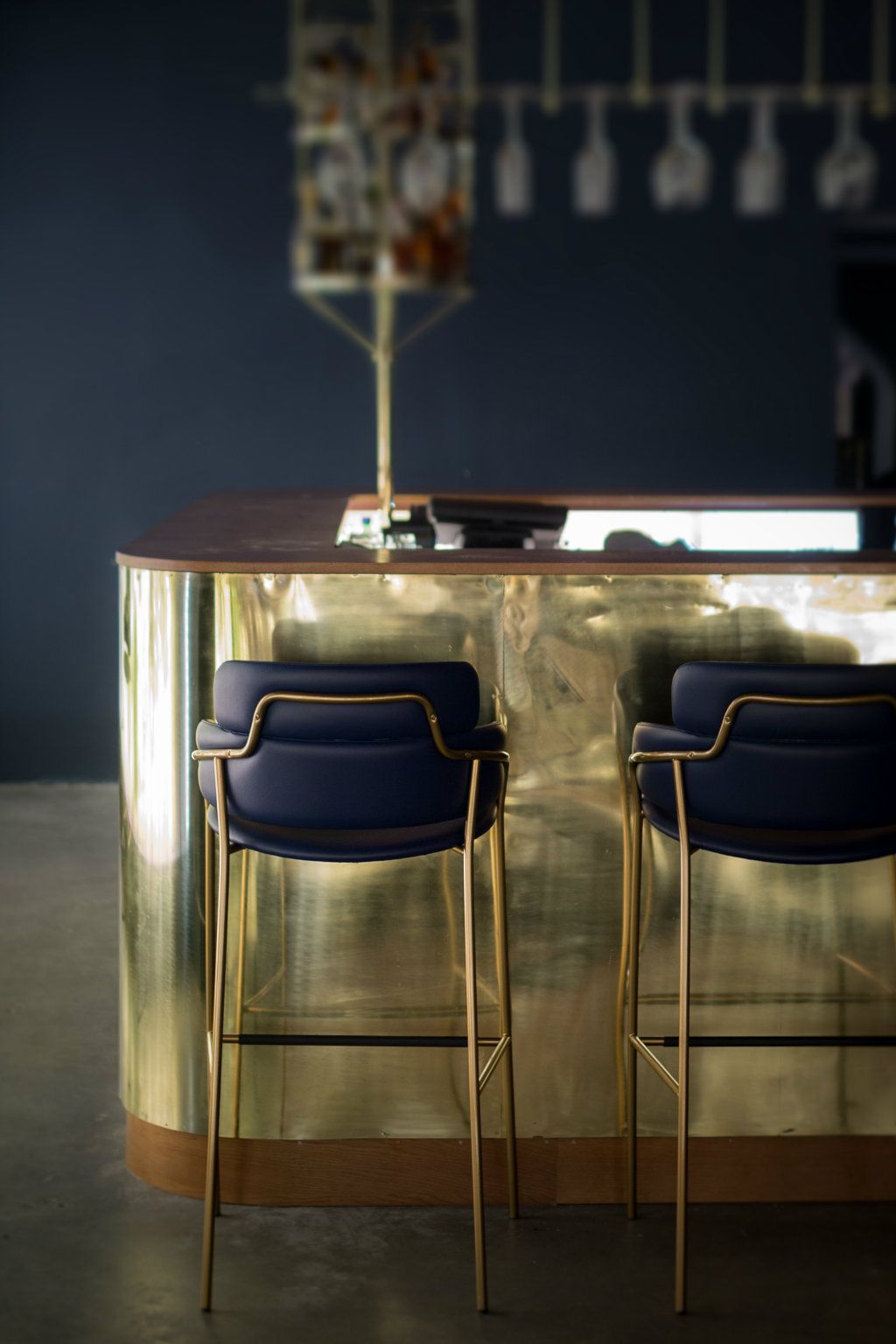 Kitchen metal stools - Navy blue bar chair